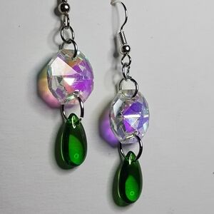 Beautiful multicolored and dark green dangle earrings